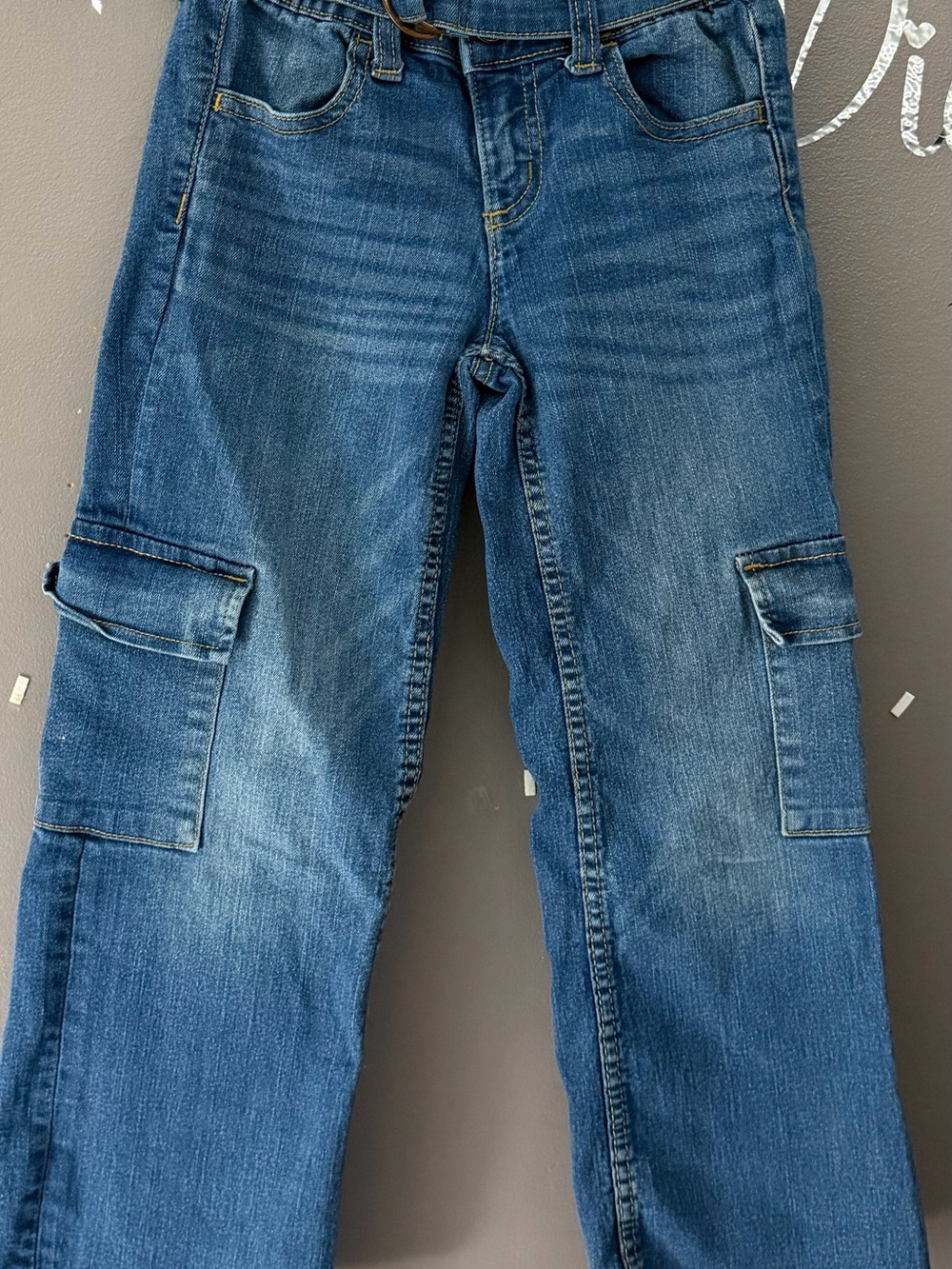 Justice Blue Denim Cargo Pants with Side Pockets